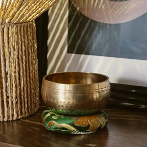 Coussin rond pour bol chantant tibétain Vert