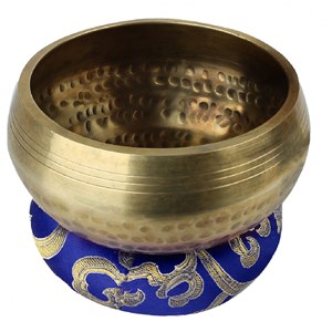 Coussin rond pour bol chantant tibétain Bleu foncé