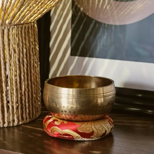 Coussin rond pour bol chantant tibétain Rouge