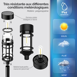 8 lampes solaires extérieures, led
