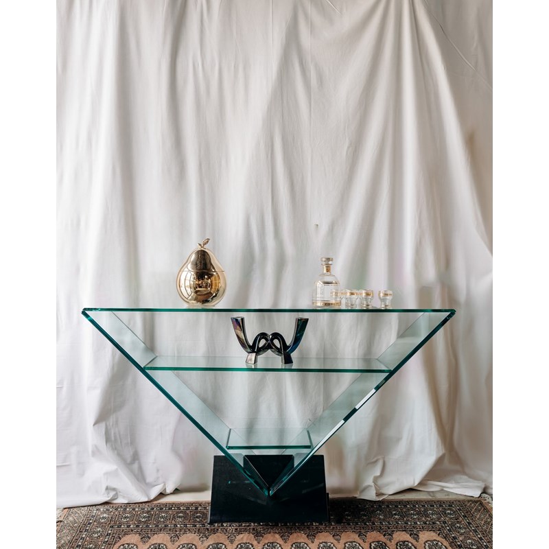 Console en verre et marbre n°601