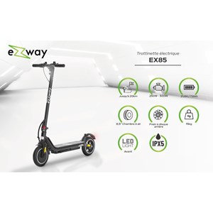 Trottinette électrique ezway ex85 - 25 km / 20 km d'autonomie, batterie 21