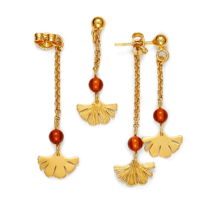Cocoonme - Boucles d'oreilles ginkgo doré