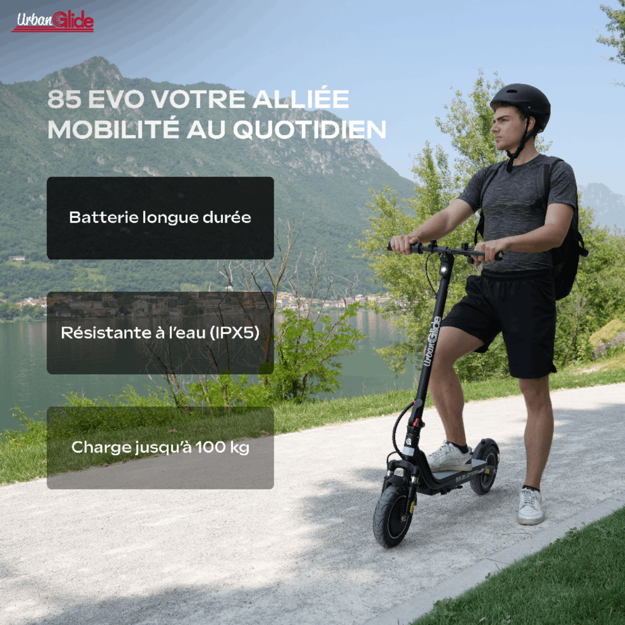 Trottinette électrique UrbanGlide Ride 85 Evo – Compacte, Pliable, Moteur 350W, Autonomie 20 Km, 25 Km/h – Parfaite Pour La Ville