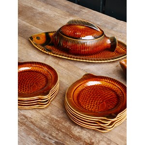 Ancien service à poisson en faïence sarreguemines chiné