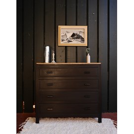 Commode vintage noire chinée