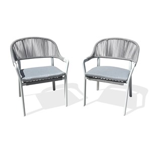 Lot de 2 fauteuils de jardin abella - blanc