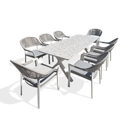 Ensemble repas de jardin abella 8 places - blanc