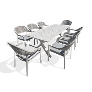 Ensemble repas de jardin 8 places - blanc