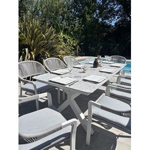 Ensemble repas de jardin abella 8 places - blanc