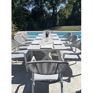 Ensemble repas de jardin abella 8 places - blanc