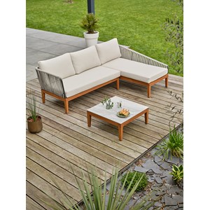 Salon bas de jardin 4 places - effet bois