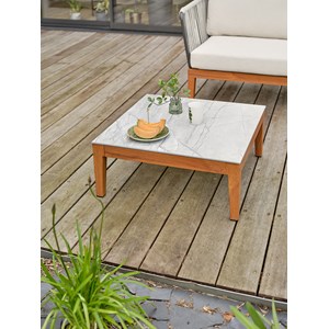Salon bas de jardin 4 places - effet bois