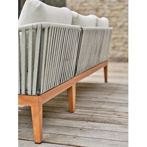 Salon bas de jardin alphi en aluminium - effet bois