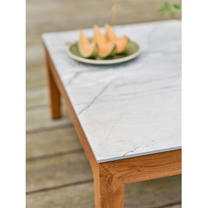 Salon bas de jardin alphi en aluminium - effet bois