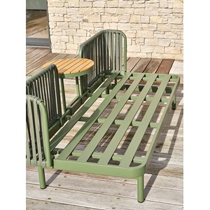 Canapé de jardin 3 places en aluminium - olive