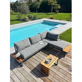 Salon de jardin en acacia et aluminium - boreal