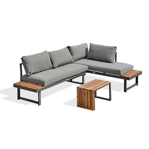 Salon de jardin en acacia et aluminium - boreal