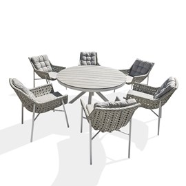 Ensemble repas de jardin elba 6 places - blanc