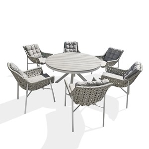 Ensemble repas de jardin 6 places - blanc