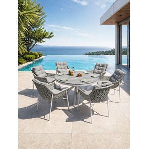 Ensemble repas de jardin 6 places - blanc