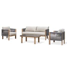 Salon bas de jardin jespar en aluminium - effet bois