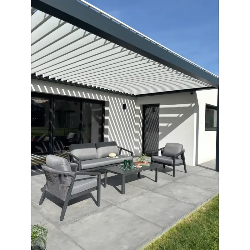 Salon de jardin bas 5 places - gris anthracite