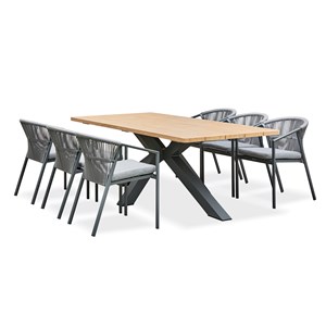 Ensemble repas de jardin 6 places - gris anthracite