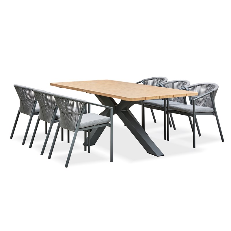 Ensemble repas de jardin kelia 6 places - gris anthracite