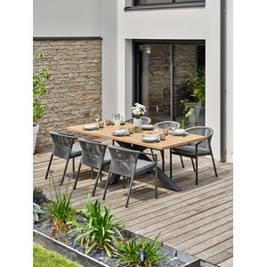 Ensemble repas de jardin 6 places - gris anthracite
