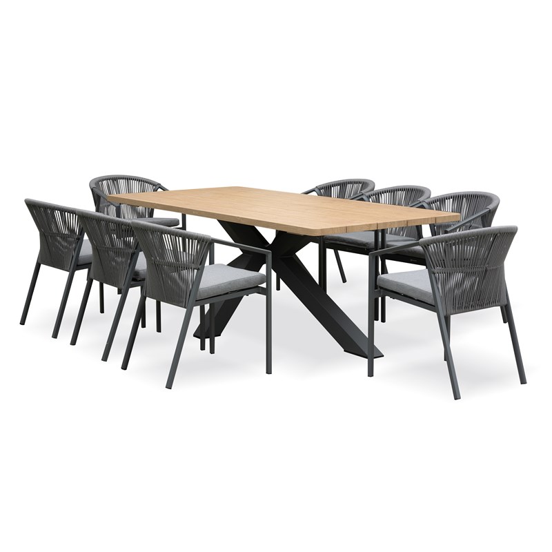 Ensemble repas de jardin kelia 8 places - gris anthracite