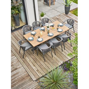 Ensemble repas de jardin 8 places - gris anthracite