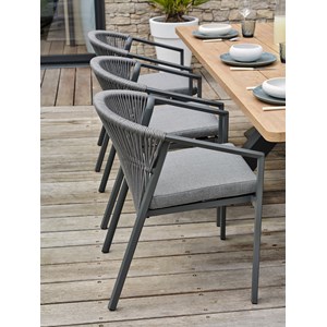 Ensemble repas de jardin kelia 8 places - gris anthracite