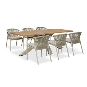Ensemble repas de jardin 6 places - grège