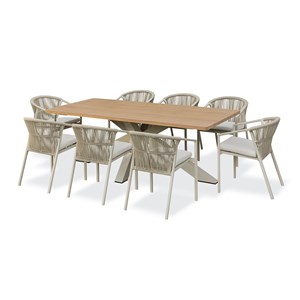 Ensemble repas de jardin 8 places - grège