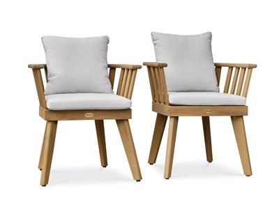 Lot de 2 fauteuils de jardin liso avec coussins - acacia