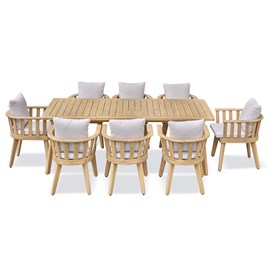 Ensemble repas de jardin liso 8 places - acacia