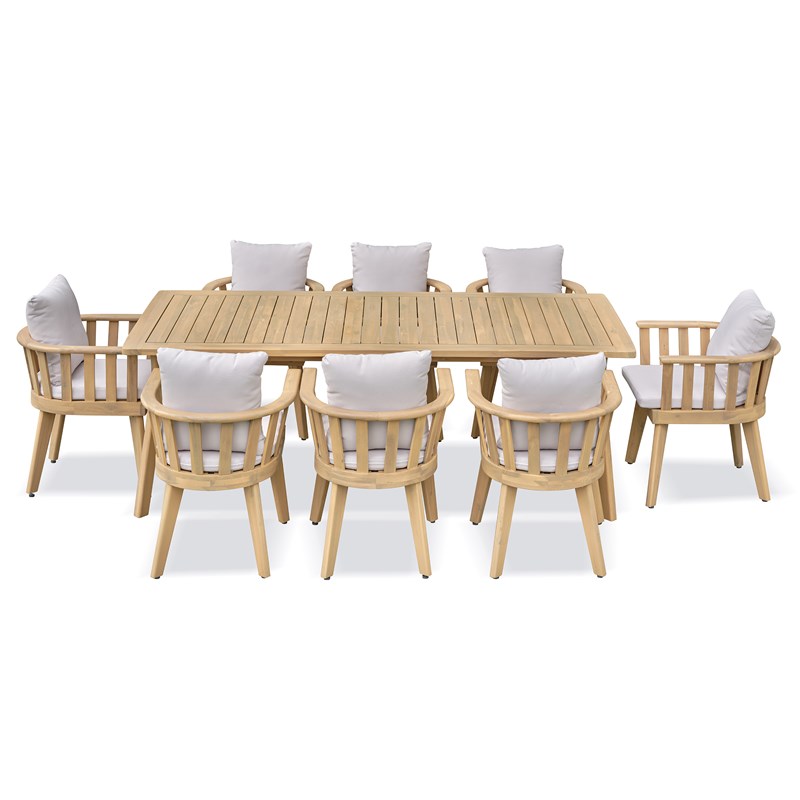 Remarquable - Ensemble repas de jardin liso 8 places - acacia