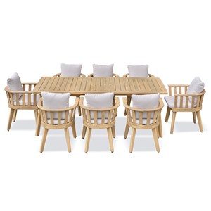 Ensemble repas de jardin liso 8 places - acacia