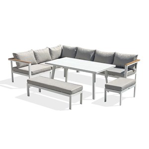 Ensemble repas de jardin 9 places - blanc
