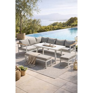 Ensemble repas de jardin 9 places - blanc