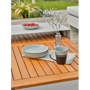 Salon de jardin d'angle minera alu et acacia - gris