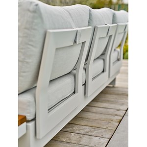 Salon de jardin d'angle minera alu et acacia - gris