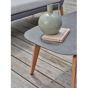 Salon bas de jardin mynta alu et corde olefin - effet bois