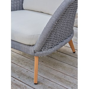 Salon bas de jardin mynta alu et corde olefin - effet bois