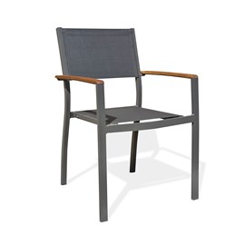 Fauteuil de jardin orsino alu et acacia - anthracite
