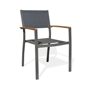 Fauteuil de jardin alu et acacia - gris anthracite