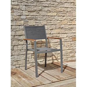 Fauteuil de jardin alu et acacia - gris anthracite