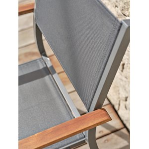 Lots de 2 fauteuils de jardin orsino alu et acacia - anthracite