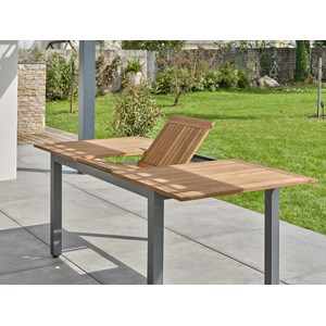 Table de jardin 8 places alu anthracite - acacia